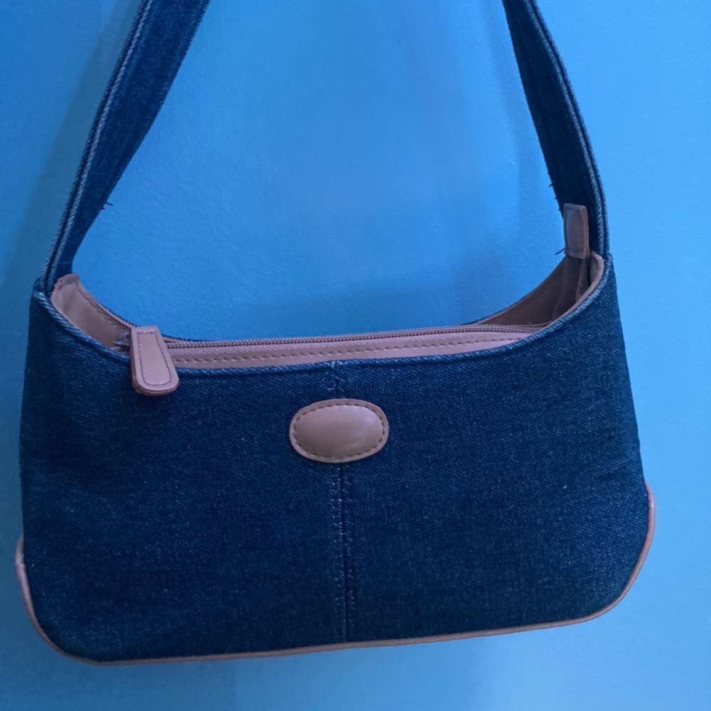 Blue denim like fabric purse